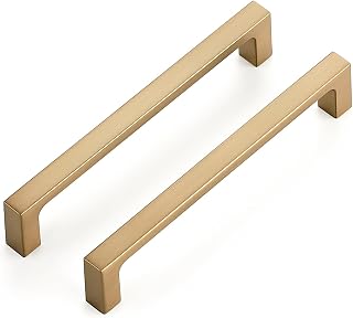 Ravinte Champagne Bronze Kitchen Square Cabinet Handles 5 Inch 10 Pack | Modern Slim Style, Solid Zinc, Square Design, Screws Included, Easy Installation, for Kitchen Drawers & Cupboards