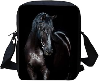 HUGSIDEA Animal Horse Pattern Women Cross Body Shoulder Bag for School Travel
