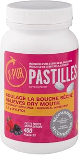 X-PUR - Xylitol Breath Mints For Dry Mouth And Bad Breath - Mixed Berries Flavored Xylitol Pastilles - Stimulates Saliva - 100% Natural Mouth and Breath Freshener - Bottle of 400 Pastilles