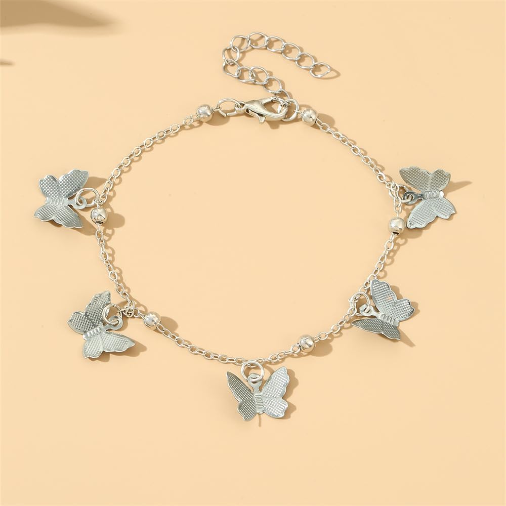 Butterfly Anklet for Women 14K Gold Plated Silver Plated Dainty Adjustable Ankle