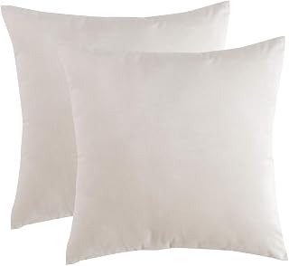 RainRoad Velvet Decorative Throw Pillow Covers Cushion Cover Pillow Case for Sofa Couch Bed Chair,Soft Square Cream Throw Pillows 18 x 18 Inch,Set of 2