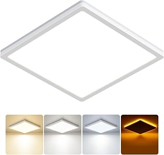 BLNAN 18W LED Ceiling Light with Night Light, 1800LM 3000K/4000K/5000K, 22CM Waterproof Bathroom Light, Square Flush Ceiling Light for Kitchen Bedroom Hallway Porch Living Room, White