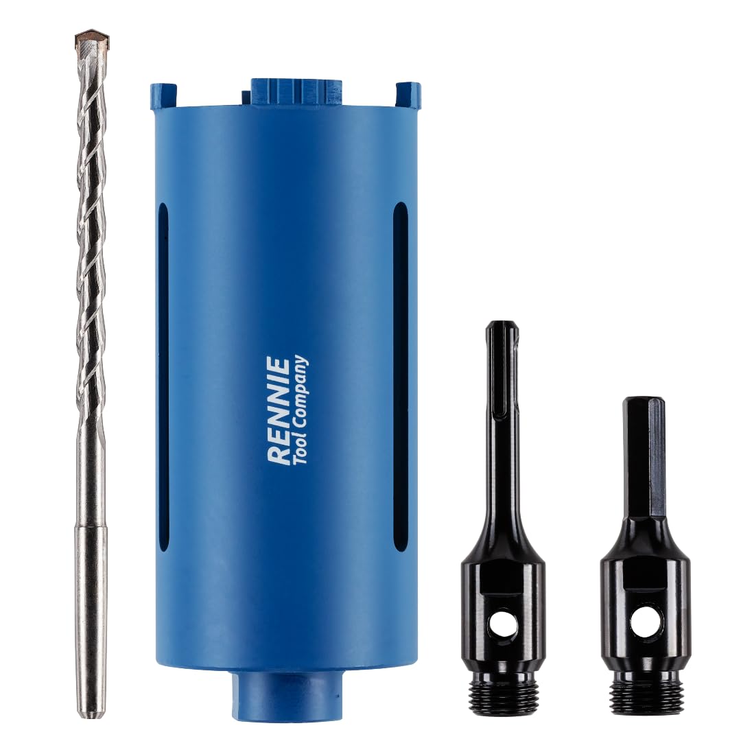 65mm x 150mm Long Diamond Core Drill Bit Set With Hex + SDS Adapter | For Concre