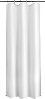 Titanker Small Stall Shower Curtain Liner Washable, 36 x 72 Inches, White Fabric Stall Shower Liner with 2 Magnets, Waterproof RV Shower Liner Soft Lightweight Polyester, White