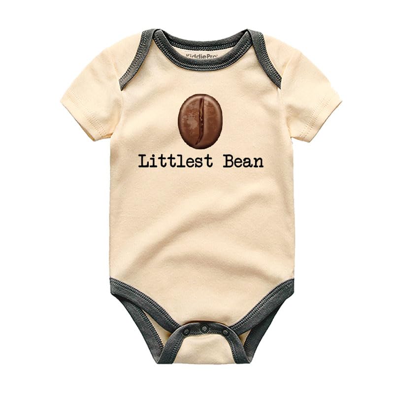 Littlest Bean Design Coffee Baby Bodysuit Cotton Unisex Infant Clothes Short sle