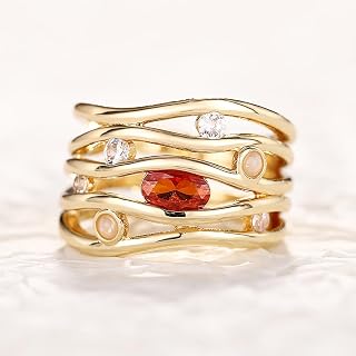 Fashion Gold Color Red Cubic Zirconia Ring for Women Luxury Chic Finger Accessories