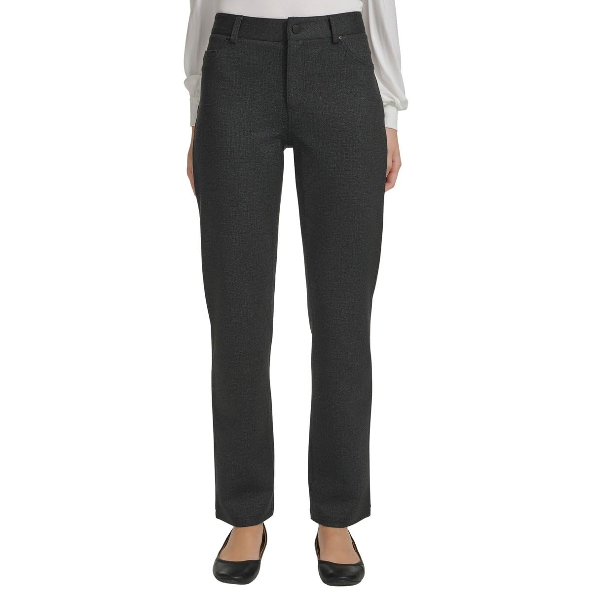 DKNY Women's High Waist Dress Pants - Straight Leg Ponte Pant - Office Work Busi