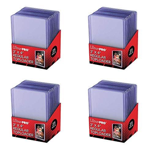 Ultra Pro 3x4 Clear Regular, Pack of 100 Toploader Thick Card Sleeves for Tradin