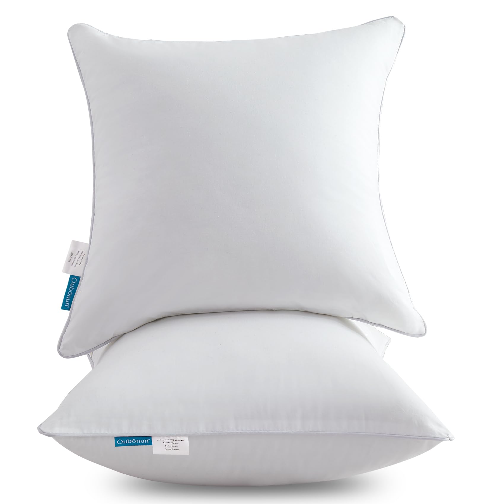 Oubonun 18 x 18 Throw Pillow Inserts Set of 2 with 100% Cotton Cover