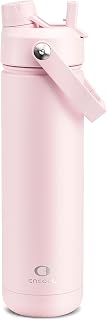 ENCOOL Insulated Water Bottle with Straw Stainless Steel Water Bottle, Leak-Proof, BPA-Free, Double Wall Vacuum Keeps Cold for 24 Hours for Sports, Travel, School (26 oz, Cotton Candy)