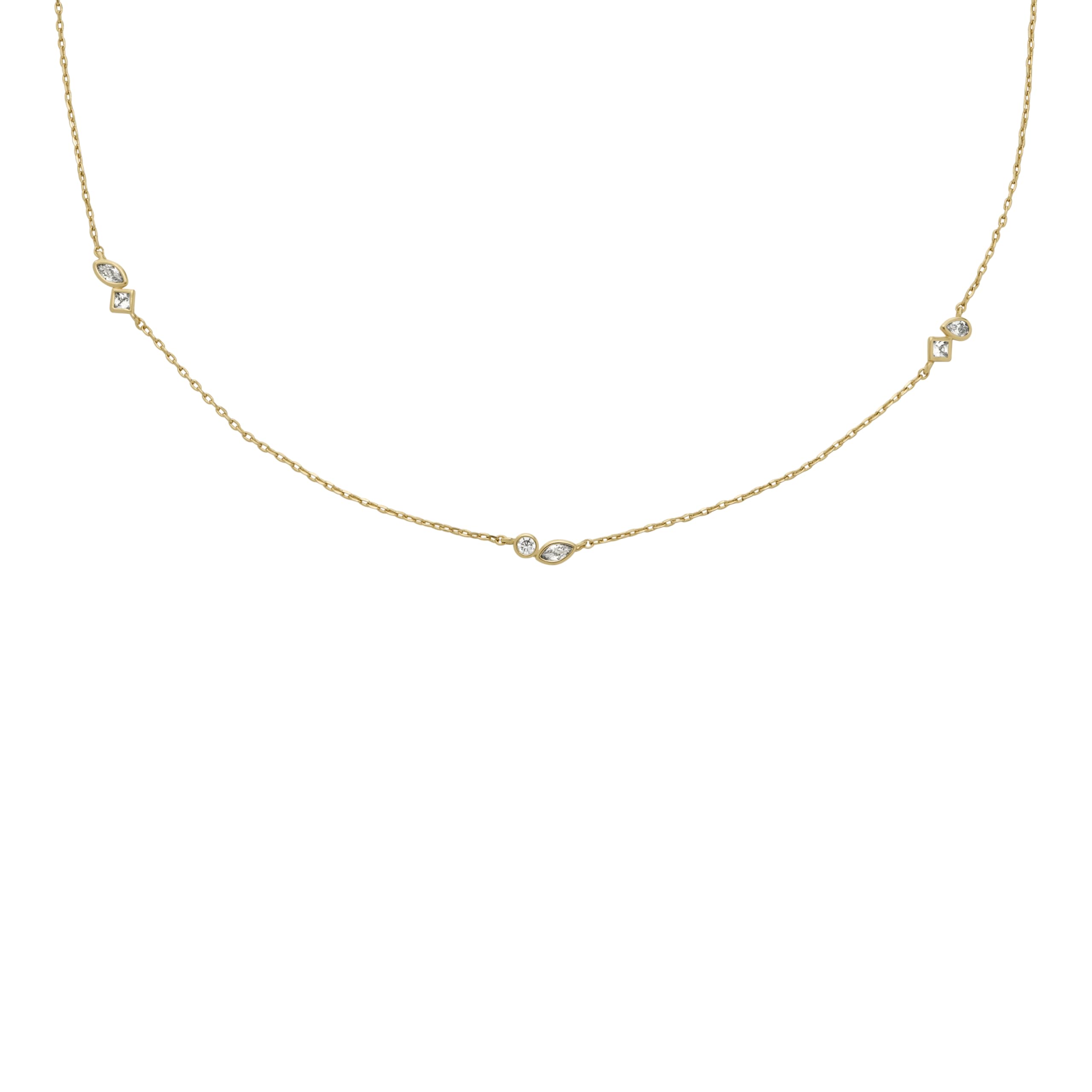 Fossil Women's All Stacked Up Gold-Tone Stainless Steel Beaded Necklace (Model: 