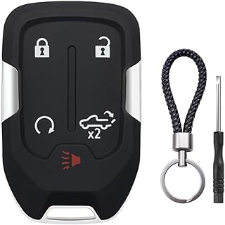 Key Fob Shell Case Replacement Fits for Chevy Silverado 2022 2021 2020 2019 and GMC Sierra 1500 2500HD 3500HD 5 Button Keyless Entry Remote Control Smart Car Key Fob Cover