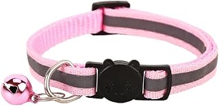 1 Pack Reflective Cat Collars with Bells Safety Buckle Kitten Collar with Name Tag Adjustable Great for Girls Cats Male Cats Pet Supplies