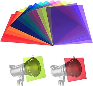 14 Pack Color Correction Light Gel Filter Sheet Colored Overlays Transparency Film Plastic Sheets for Halloween Led Light, or Outdoor Landscape, 11.7 by 8.3 Inches, 7 Colors