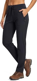 TBMPOY Women's Hiking Trousers Lightweight Quick Dry Travel Waterproof Trousers with Zipper Pockets