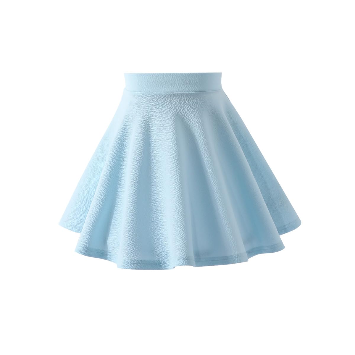 Girls Solid Skater Skirt High Waist Flared A-Line Mini Casual Skirt