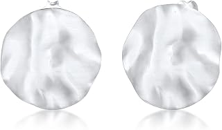 Elli Women's Matte Hammered Plate Earrings in 925 Sterling Silver