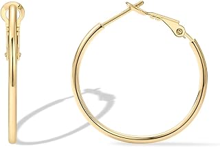 PAVOI Gold Hoop Earrings for Women, 14K Gold Plated Paddle-Back Hoops