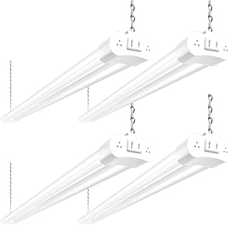 hykolity 4FT LED Shop Light, 42W [250W Equivalent],4400LM,5000K Daylight | Utility Linkable Shop Light Fixture,Hanging or Surface Mount, with Power Cord,Shop Lights for Workshop,ETL,White,4 Pack
