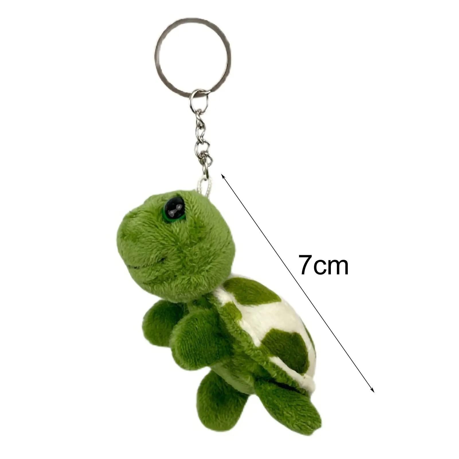 1 Piece Cute Big Eyed Turtle Plush Keychain Cartoon Green Turtle Pendant Keychai