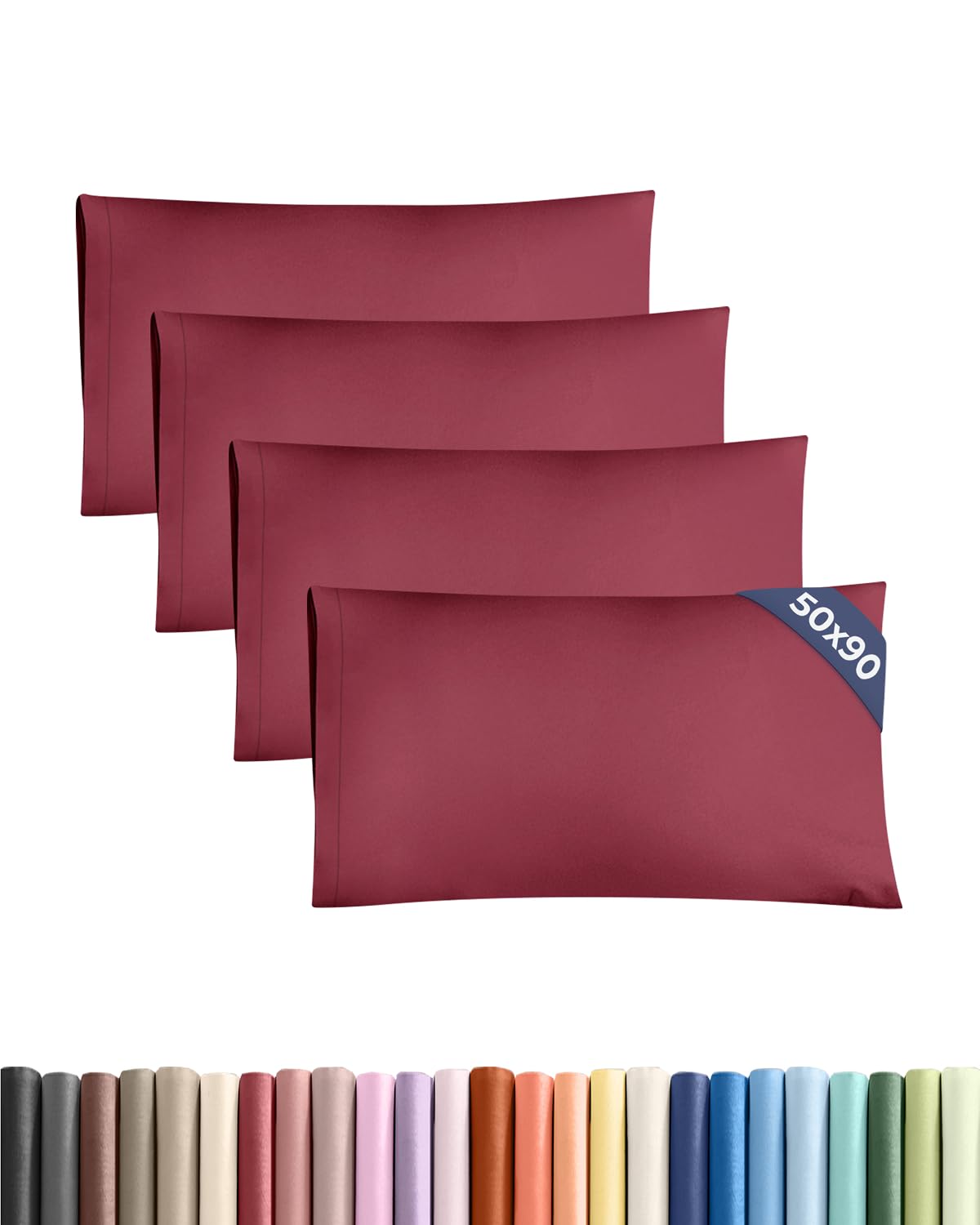 Pillowcases 4 Pack King 50x90 - Microfibre Envelope Closure - Burgundy