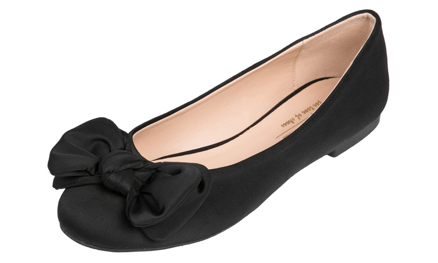 Feversole Women's Round Toe Cute Bow Trim Ballet Flats, Decorated Round Toe Ball