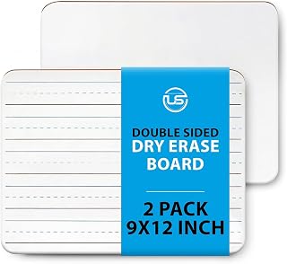 Small White Board 9X12 Dry Erase Mini Lapboard 2 PK Double Sided for Kids | Includes 2 Whiteboards with Blank and Lined Sides, Safe Rounded Edges Ideal for Classroom, Homeschooling, Office
