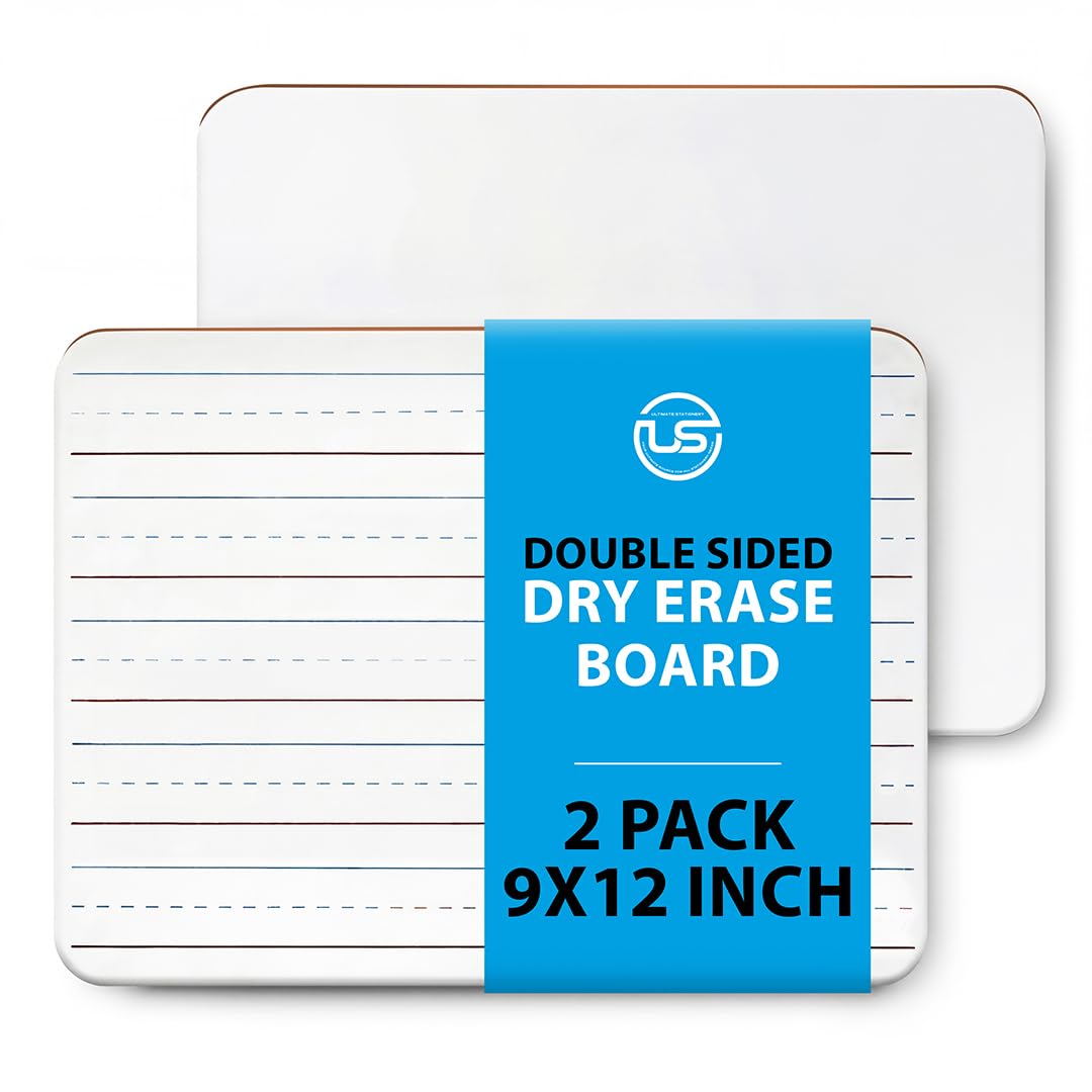 Small White Board 9X12 Dry Erase Mini Lapboard 2 PK Double Sided for Kids | Incl