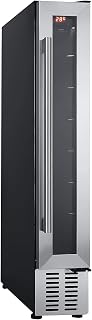 Cookology CWC150SS Freestanding under counter Wine Fridge Cabinet in Silver - 20 Litre Capacity - 15cm Width - 7 Bottles - Digital Temperature Control - Reversible Door