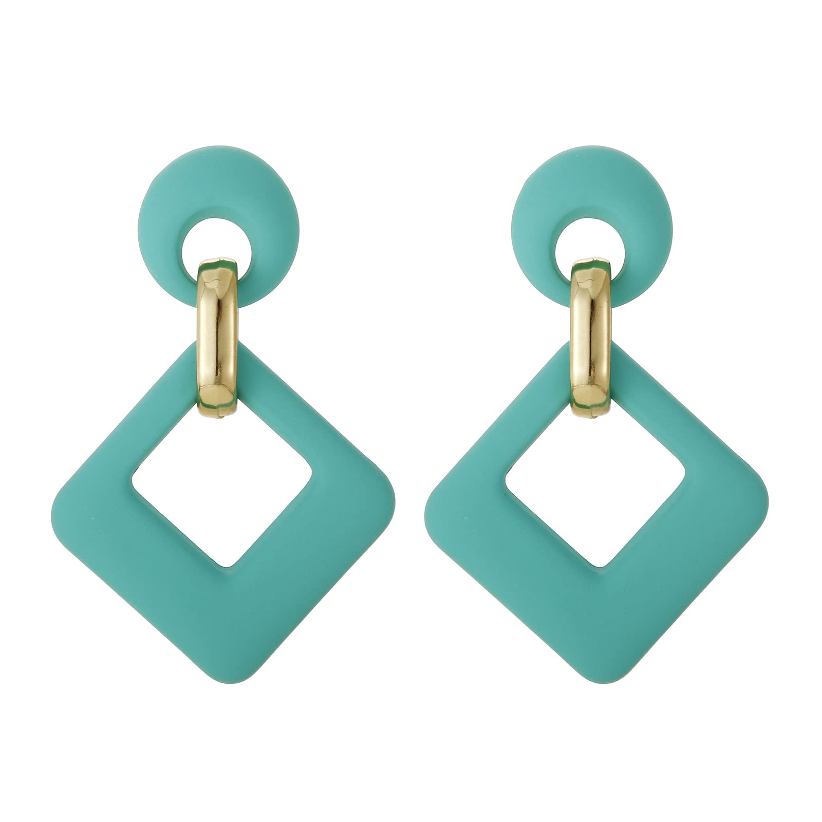 RUOFFETA Acrylic Rectangle Earrings, Fashion Acrylic Square/Oval/Hoop Statement 
