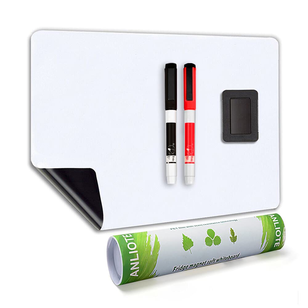 ANLIOTE Magnetic Whiteboard for Fridge 20"x13", Large Dry Erase Board Sheet | 50