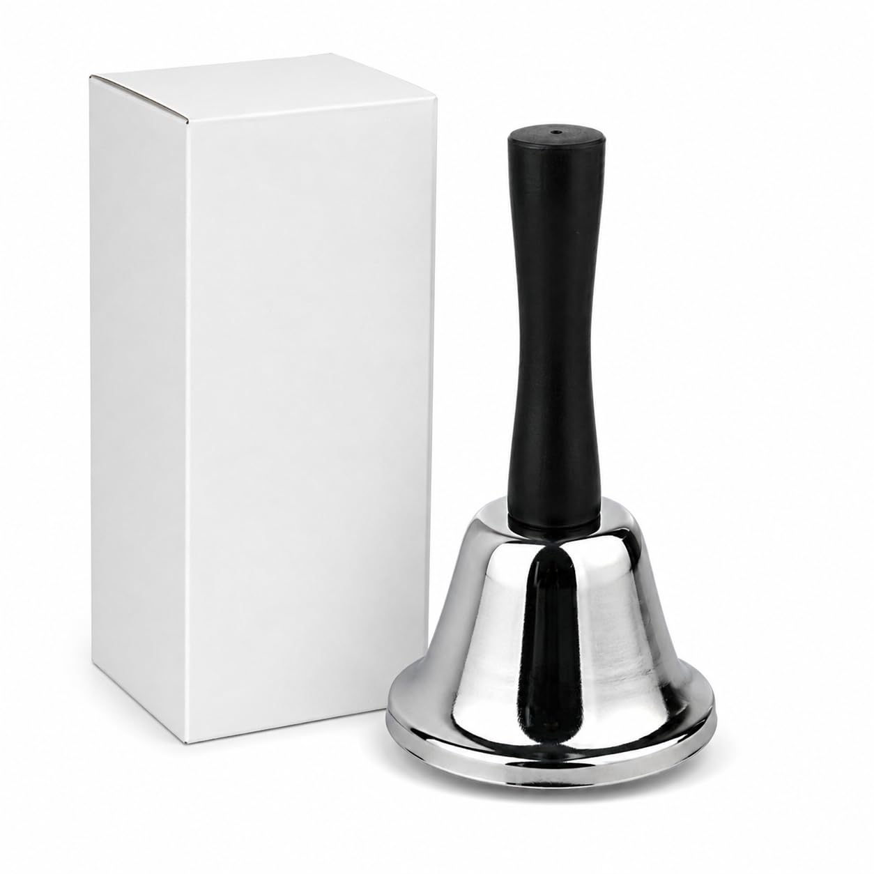 Hand Call Bell with Black Handle, Traditional Metal Service Bell, Loud Handheld 