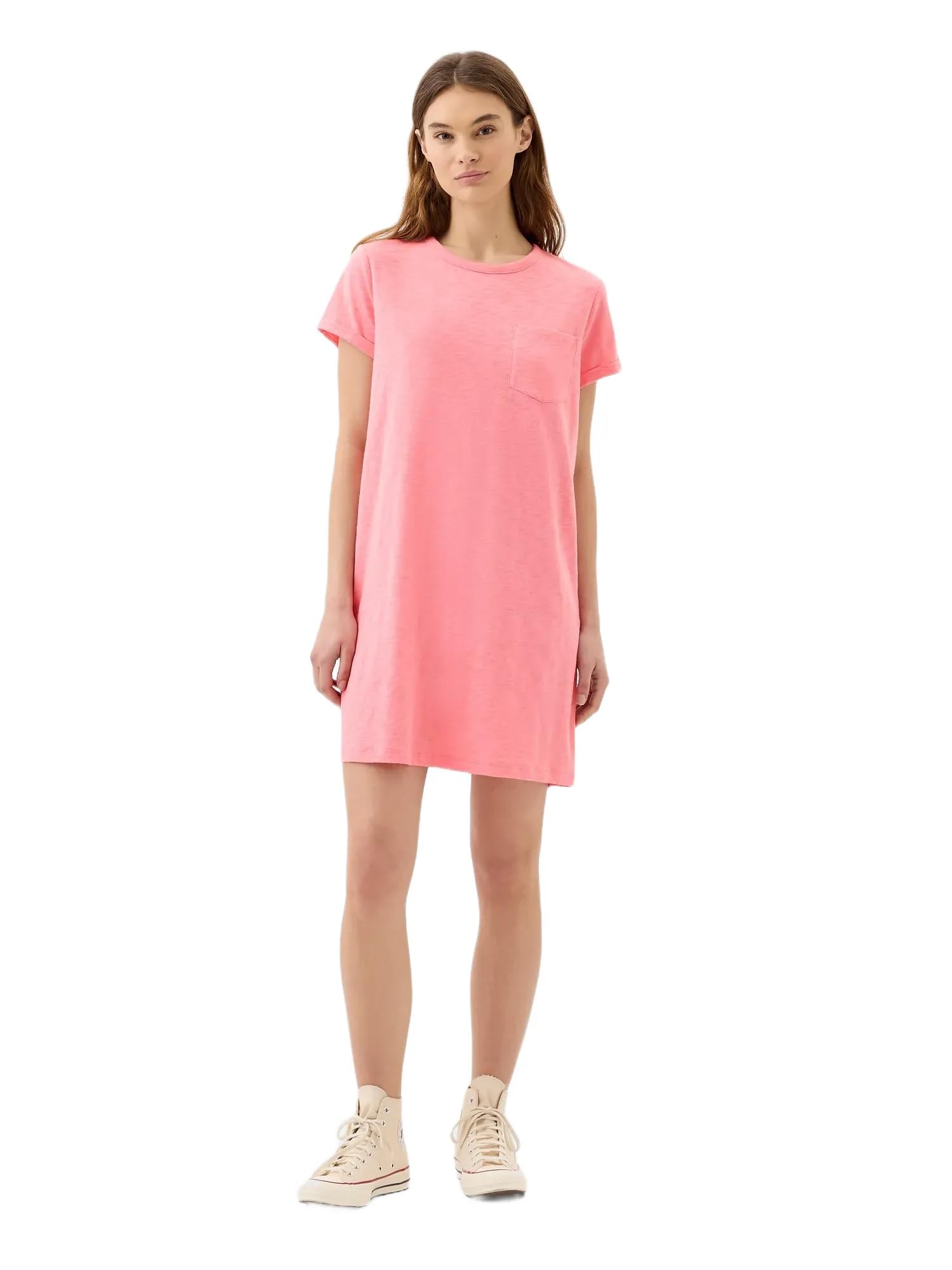 Gap Womens Relaxed Pocket T-Shirt Dress Coral Frost S