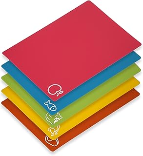 Goodluck Flexible Cutting Boards Set of 5, 14"L x 11"W BPA Free Plastic Non Slip Cutting Mats for Meat & Vegetables