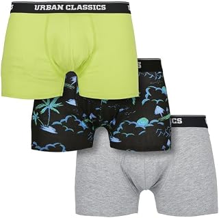 Urban Classics Men's Boxer Shorts, Set of 3 Boxer Briefs in Soft Cotton, Elastic Waist, Various Colours and Patterns Available, Sizes S - 5XL