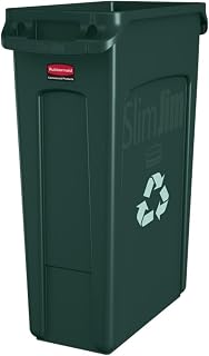 Rubbermaid Commercial Products Vented Slim Jim Waste Receptacle Bin 87 Litre Green Recycling FG354007GRN