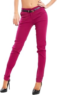 Toocool Women's Classic Trousers, Elegant Low Waist Trousers with Pockets and Belt, Women's Summer Pants AS-28251