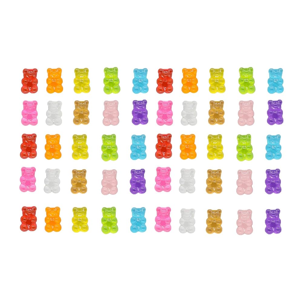 50 Pieces Mixed Colors Little Bear Funny Decorative Accessories Resin Ornaments 