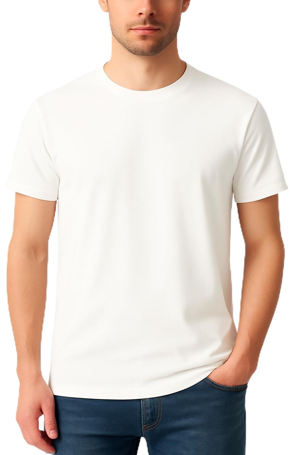 Men’s T-Shirt 100% Cotton Premium Crew Neck, Short Sleeve, Regular Fit, Solid Ca
