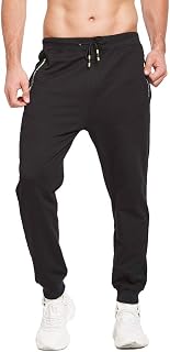 ZOXOZ Mens Joggers Tracksuit Bottoms Men with Zipped Pockets Cotton Elasticated Waist