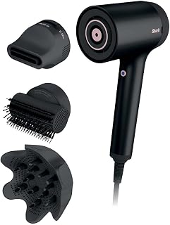 SHARK HD125CO Hair Blow Dryer HyperAIR Fast-Drying with IQ 2-in-1 Concentrator, IQ Styling Brush & IQ Curl-Defining Diffuser Attachments, Black (Renewed), 1.0 Count