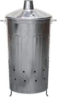 simpa 180L XXL Strong Tough Galvanised Metal Incinerator & Locking Lid 107cm (H) x 64cm (W) x 52cm (Dia)