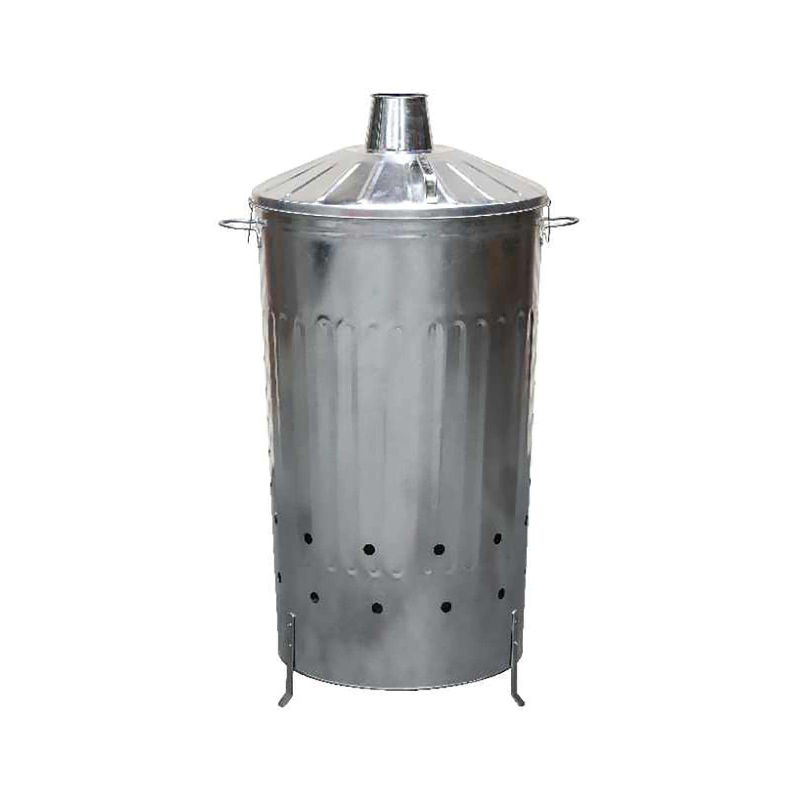 simpa 180L XXL Strong Tough Galvanised Metal Incinerator & Locking Lid 107cm (H)