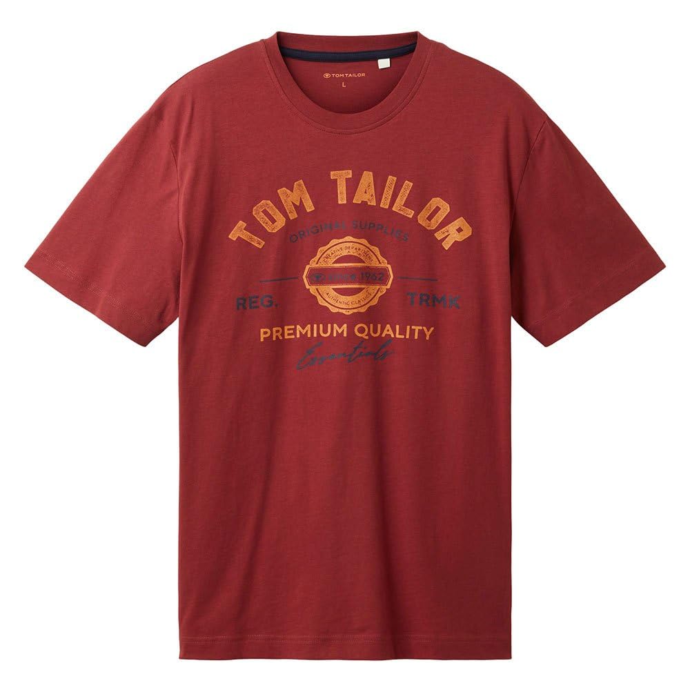 TOM TAILOR Men's Cotton Logo Print T-Shirt t-Shirt with Logo Print Made of Cotto