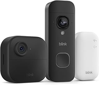 Blink Outdoor 4 Camera with free Blink Battery Doorbell 2K+ (newest gen), Black, Sync Module Core included