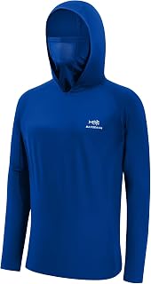 Bassdash - Men's Long Sleeve Top with UPF 50+ Protection and Built-in Face Mask, Neck Warmer and Hood, Ideal for Fishing