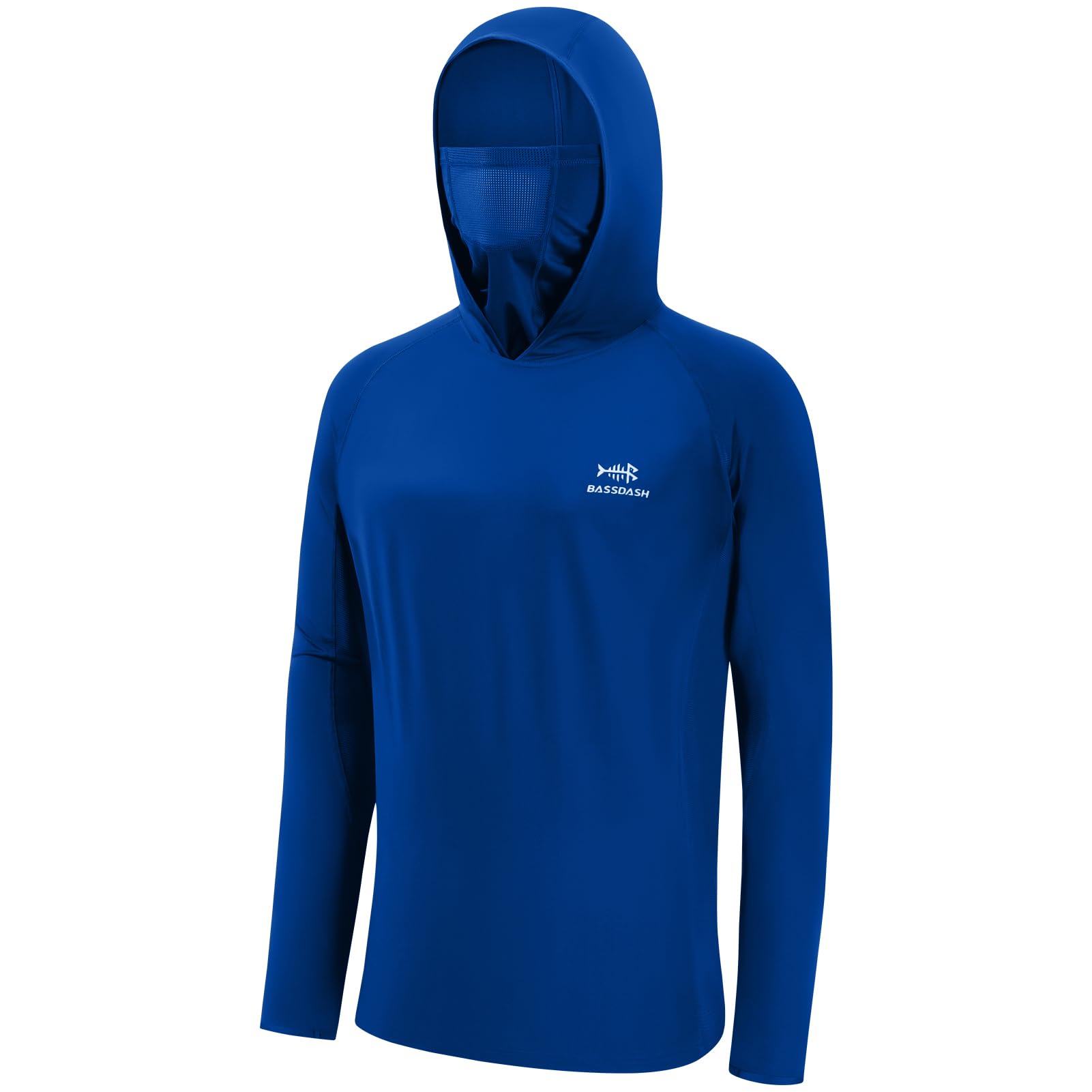 Bassdash - Men's Long Sleeve Top with UPF 50+ Protection and Built-in Face Mask,