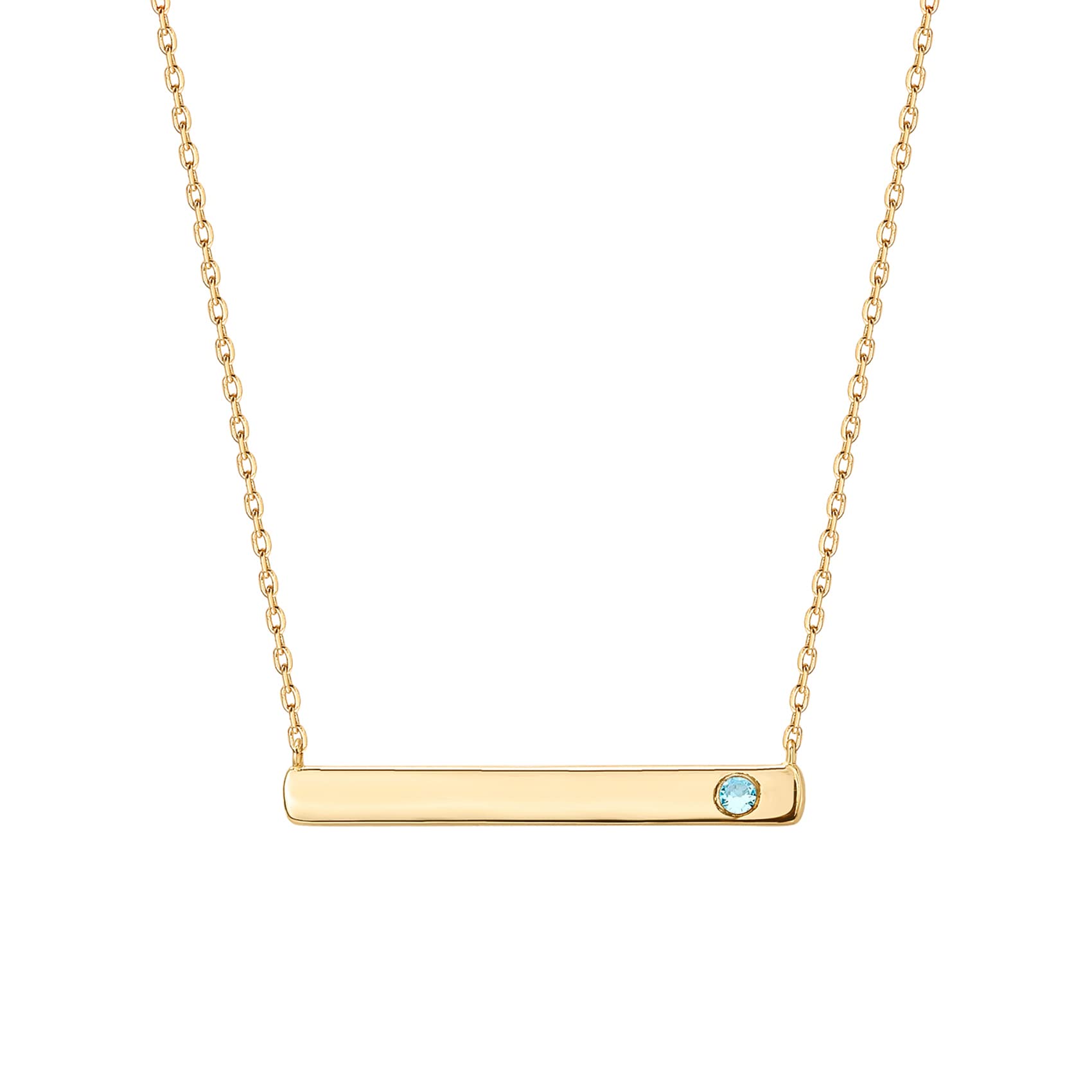 PAVOI 14K Gold Plated Crystal Birthstone Bar Necklace | Dainty Necklace | Gold N