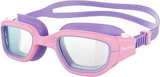BEEWAY Kids Swimming Goggles for Boys Girls Age 6-14 Anti Fog & Leak Proof | Children's Swim Goggles with 180° Wide View, UV Protection & Easy Adjust Strap for Junior School Swimming Lessons & Pool