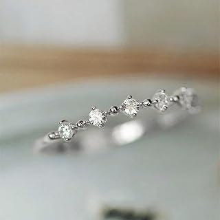 Exquisite Thin Shiny Zircon Rings for Women Engagement Ceremony Accessories